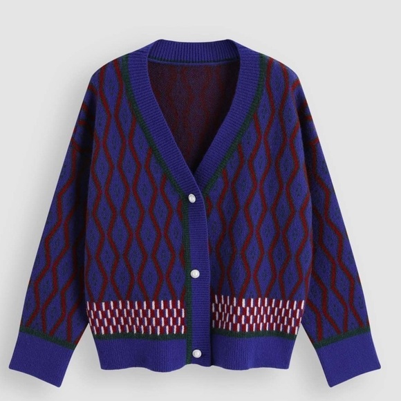 Woman's Geometric Pattern Cardigan Size Medium - Picture 2 of 5